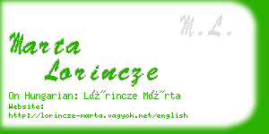 marta lorincze business card
